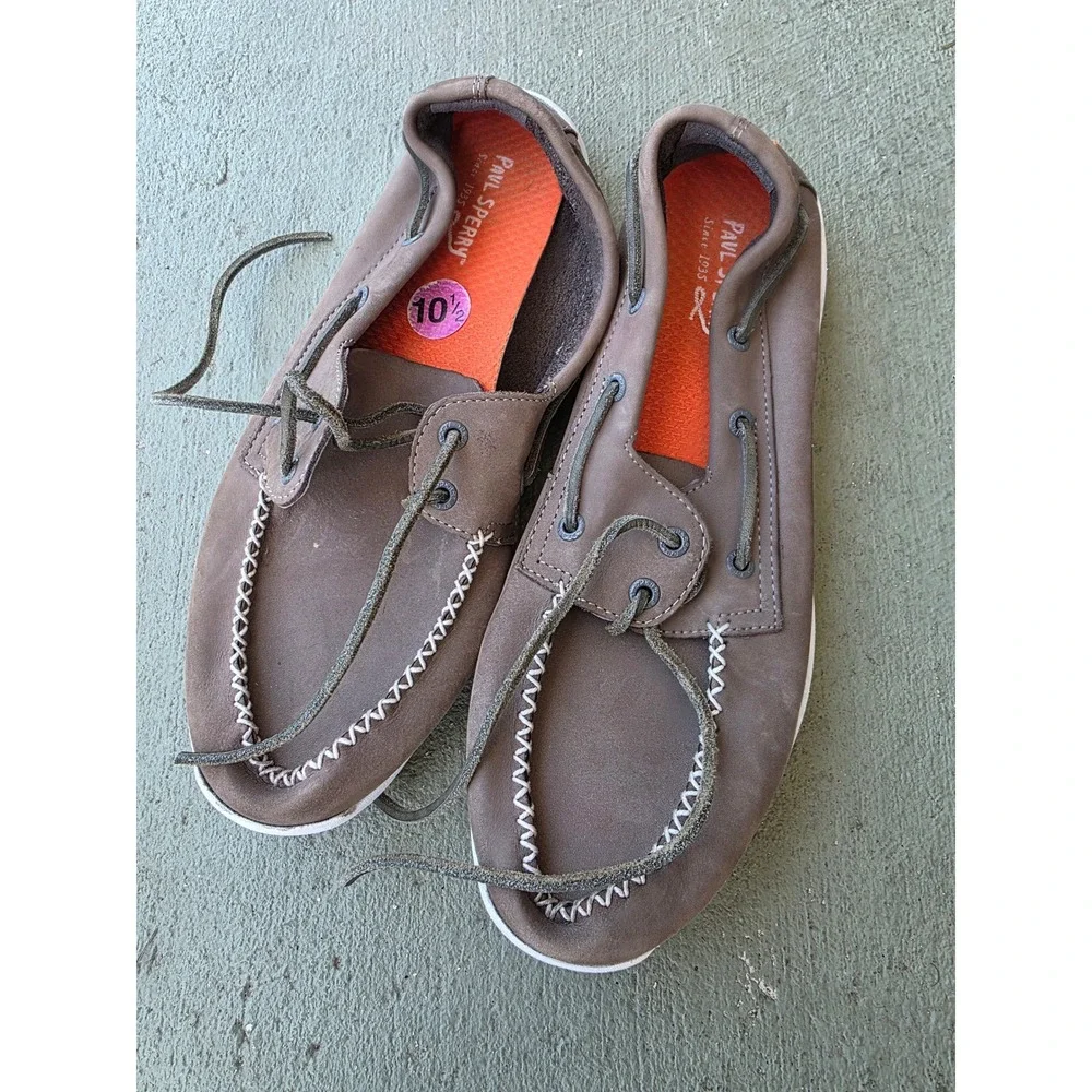 Paul Sperry Mens Boat Shoes Brown Leather Moc Toe Loafers STS14476 Size 10.5M D1